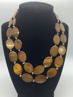 Brown Flat Beaded Necklace